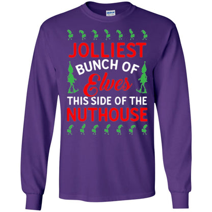 Christmas T-shirt Jolliest Bunch Of Elves This Side Of The Nuthouse Purple