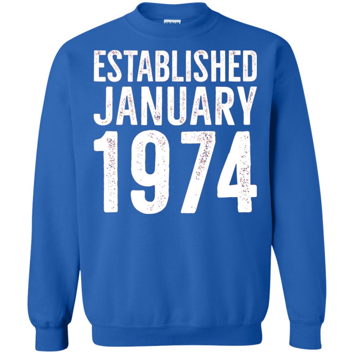 Established January 1974 43rd Birthday T-shirt Royal
