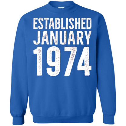 Established January 1974 43rd Birthday T-shirt Royal