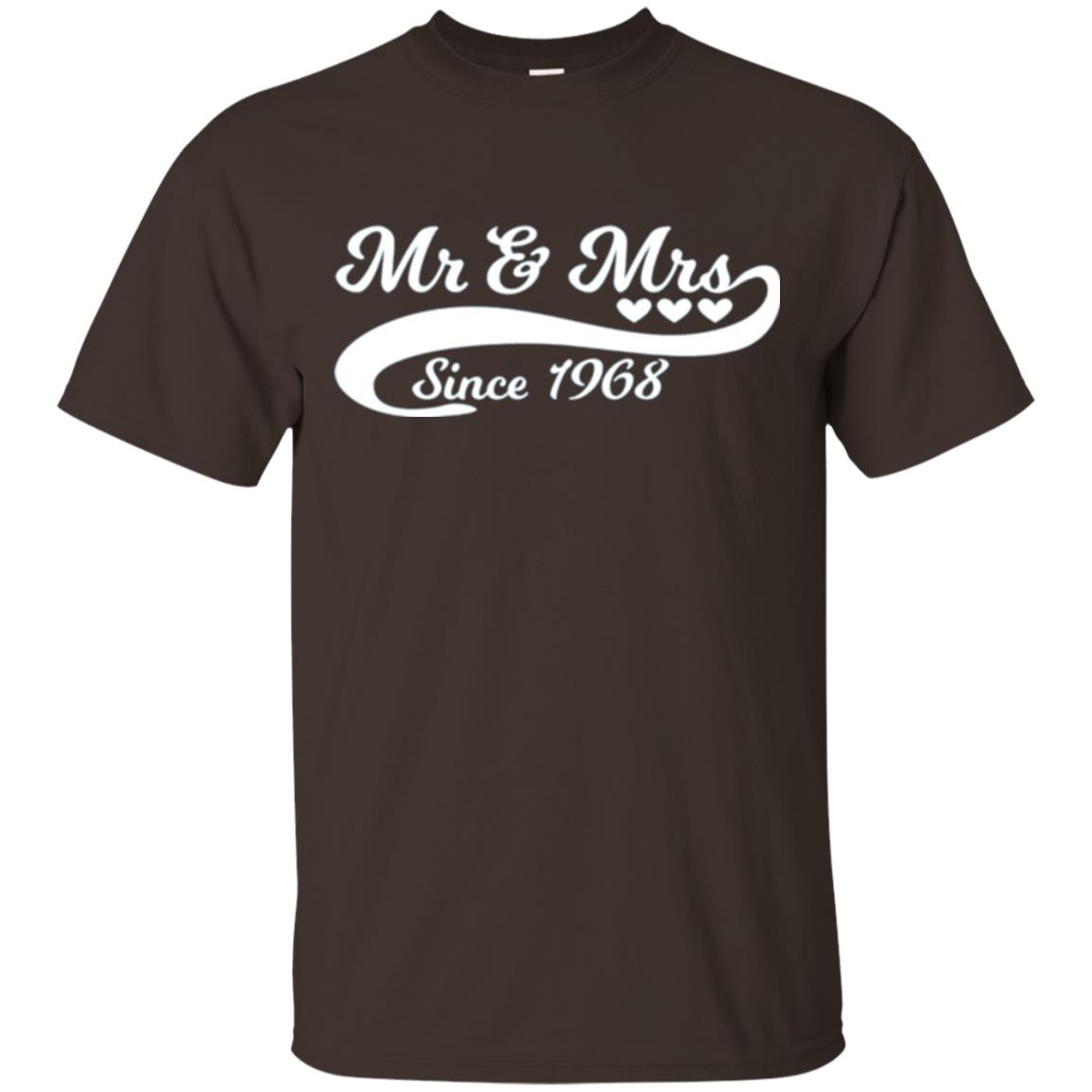 Mr And Mrs Since 1968 50th Wedding Anniversary T-shirt Dark Chocolate