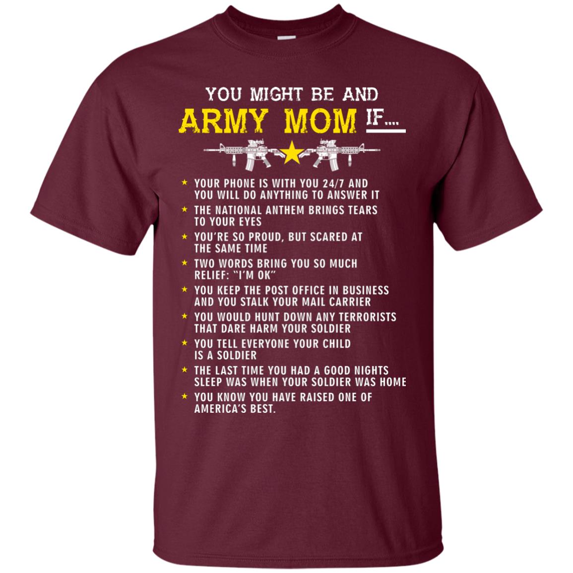 Veteran T-shirt You Might Be An Army Mom If Maroon