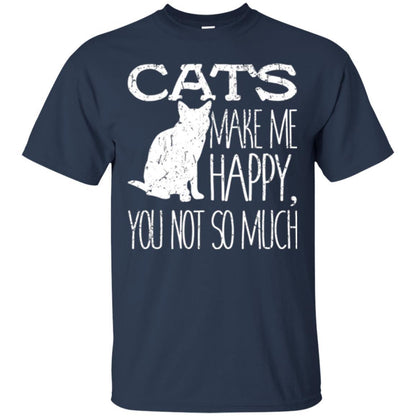Cat Lover T-shirt Cats Make Me Happy You Not So Much Navy