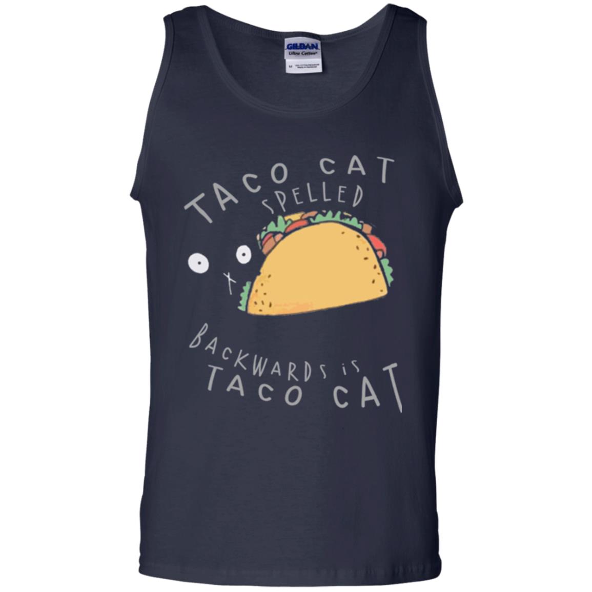Cat Lovers T-shirt Taco Cat Spelled Backward Is Taco Cat Navy