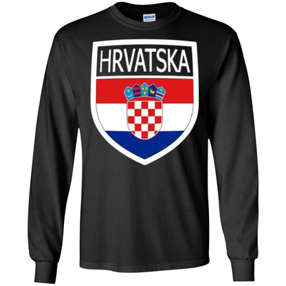 Croatia Shield T-shirt Hrvatska Patch Croatian Flag Badge Black