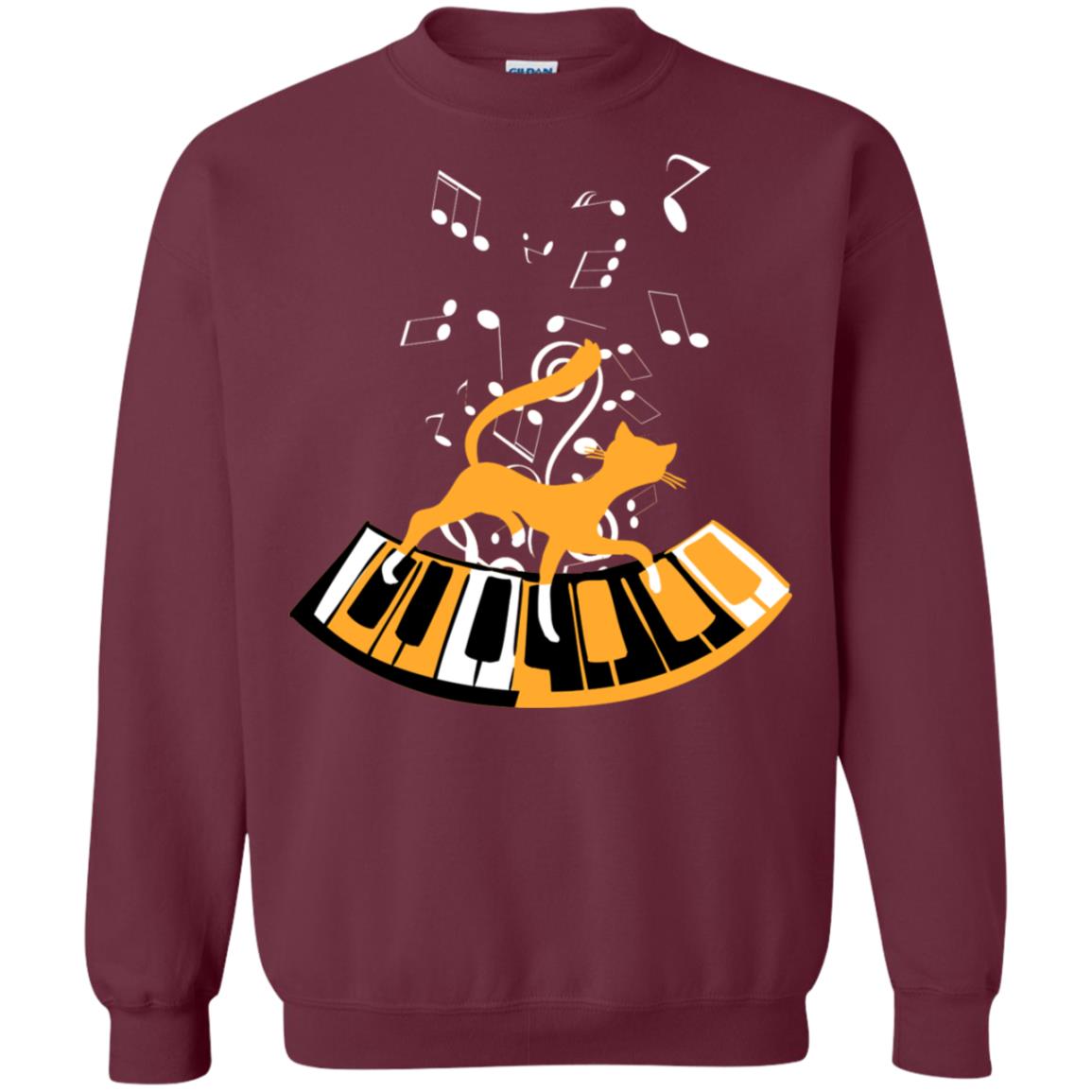 Cat Plays Piano Shirt For Mens Womens Maroon