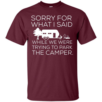 Camping T-shirt We Were Trying To Park The Camper Maroon