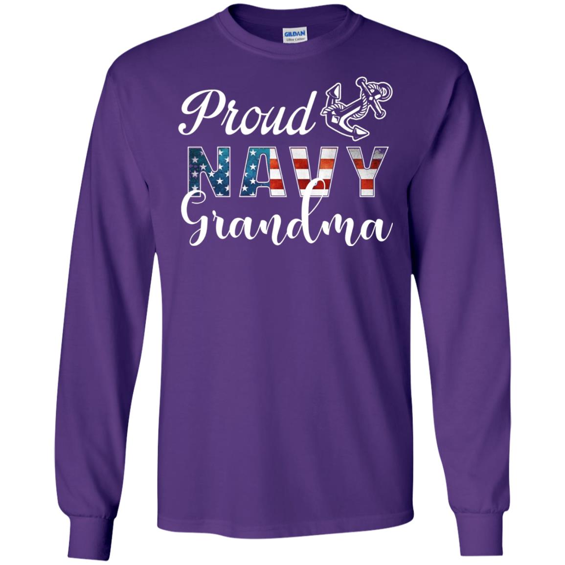 Proud Navy Grandma Military Mama Shirt Purple