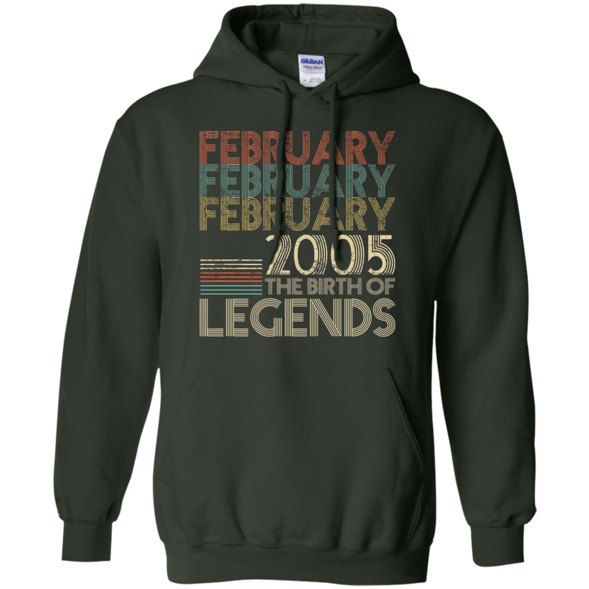 February Retro Classic Vintage 2005 The Birth Of Legends 13th Birthday T-shirt Forest Green