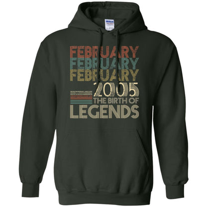 February Retro Classic Vintage 2005 The Birth Of Legends 13th Birthday T-shirt Forest Green