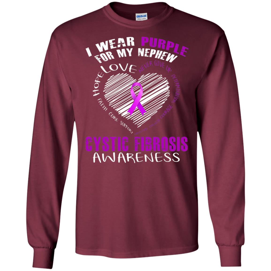 Cystic Fibrosis Awareness T-shirt I Wear Purple Maroon