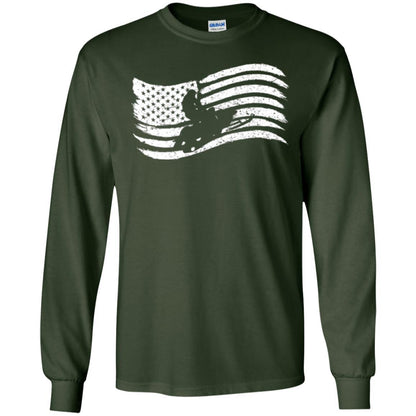 Snowmobile Rider T-shirt American Flag Forest Green