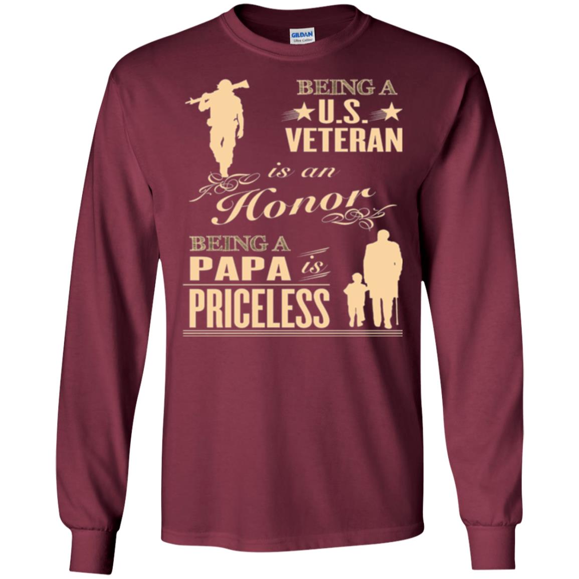 Papa T-shirt Being A U.s Veteran Maroon
