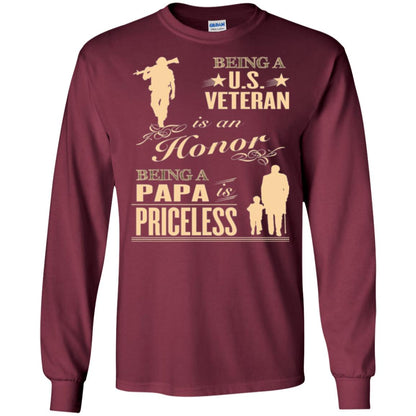 Papa T-shirt Being A U.s Veteran Maroon
