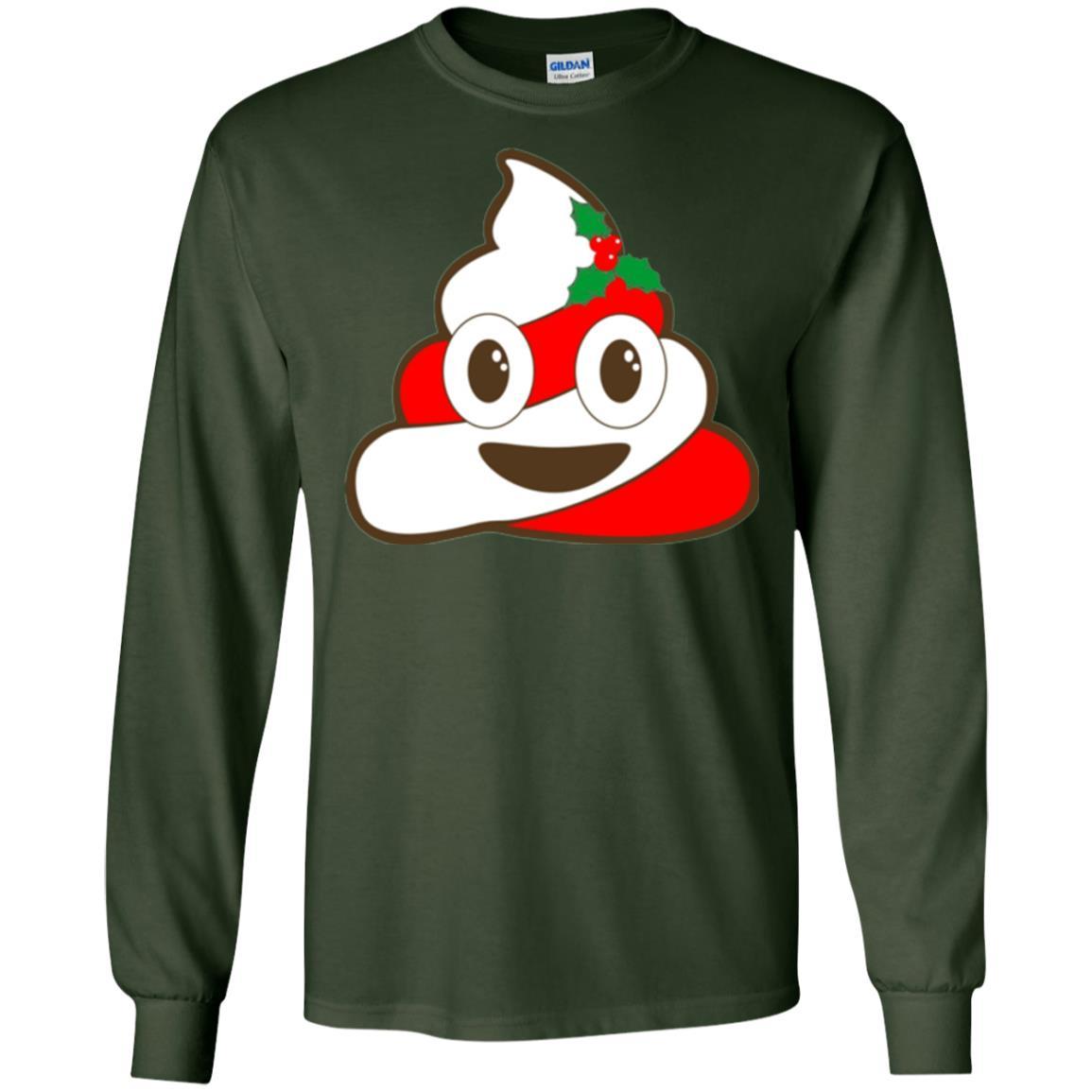 Funny Christmas T-shirt Poop Emojis Christmas Forest Green