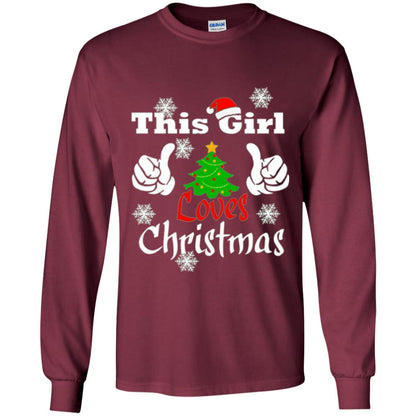 Funny Christmas This Girl Loves Christmas T-shirt Maroon