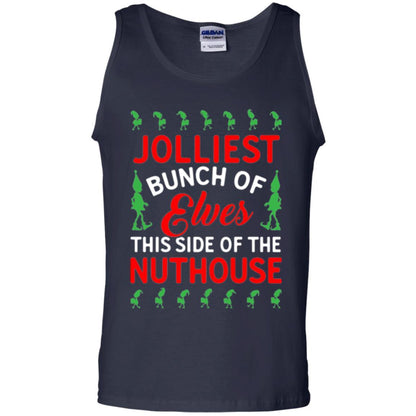 Christmas T-shirt Jolliest Bunch Of Elves This Side Of The Nuthouse Navy