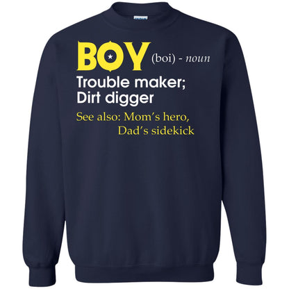 Boy Definition Trouble Maker Dirt Digger Shirt Navy
