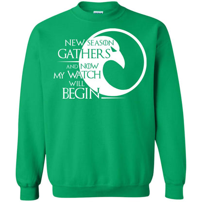 New Season Gathers And Now My Watch Will Begin Game Of Thrones Fan T-shirt Irish Green