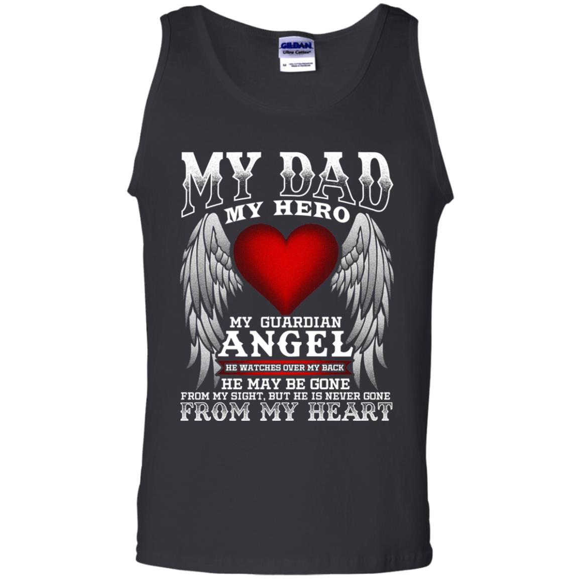 My Dad, My Hero, My Guardian Angel Father_s Day Dad In Heaven T-shirt Black