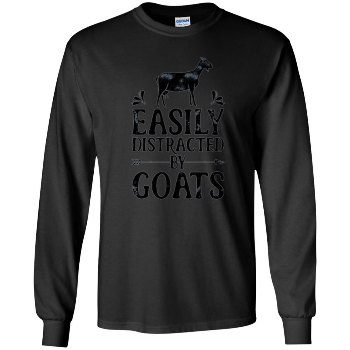 Goat Lover T-shirt Easily Distracted By Goats Black
