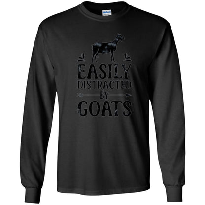 Goat Lover T-shirt Easily Distracted By Goats Black