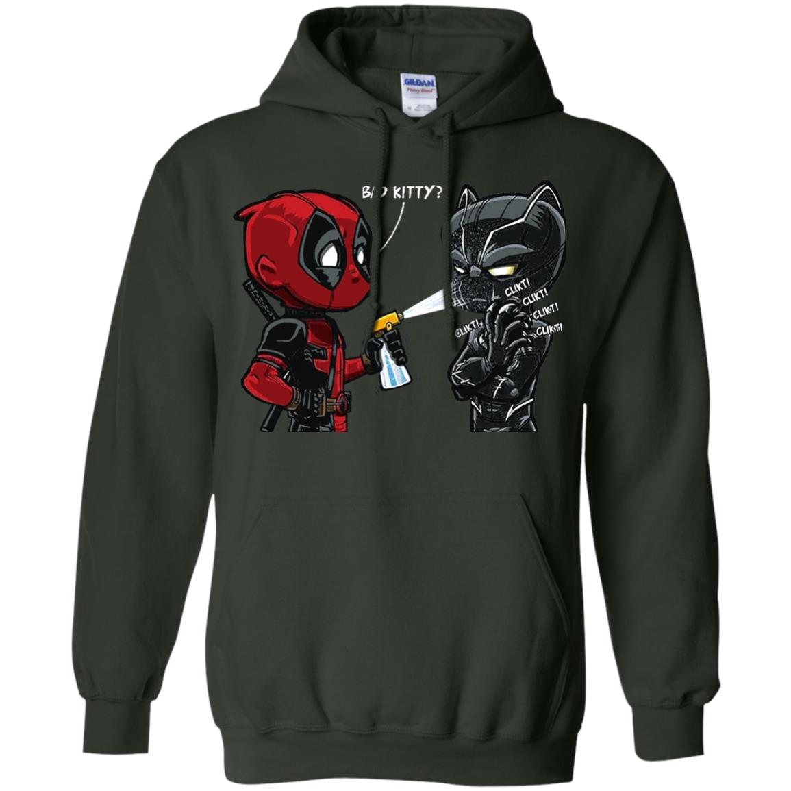 Deadpool Black Panther Bad Kitty Film Lover T-shirt Forest Green