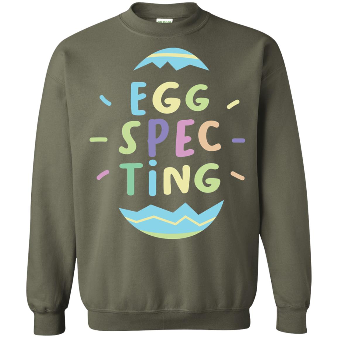 Eggspecting Funny Pregnancy Pregnant Easter Shirt Military Green