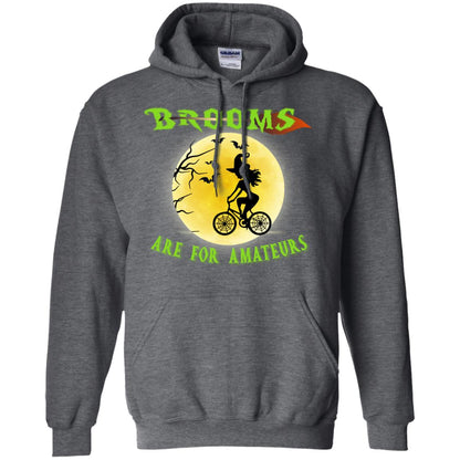 Brooms Are For Amateurs Witches Ride A Bicycle Funny Halloween Shirt Dark Heather