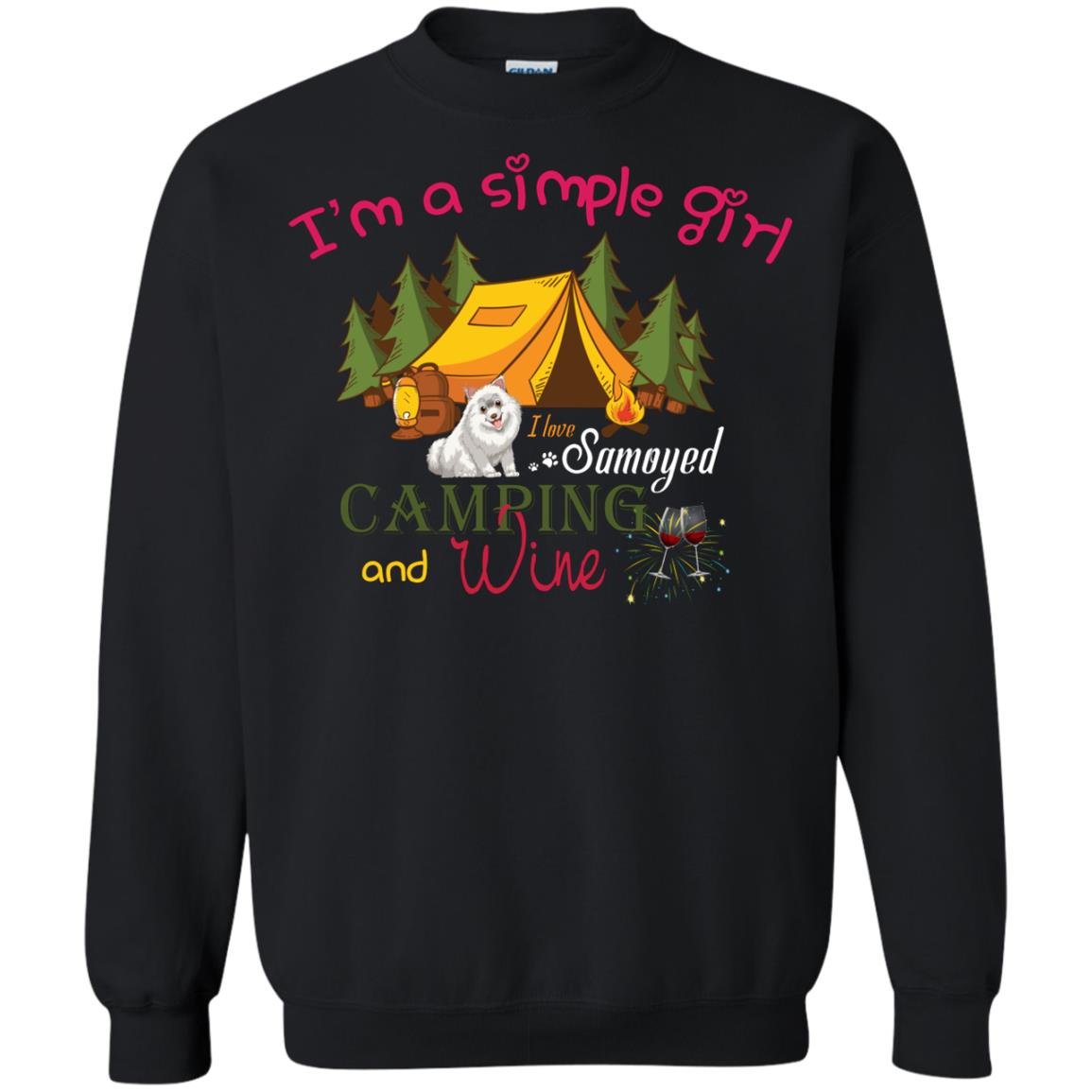 I’m A Simple Girl I Love Samoyed Camping And Wine Shirt Black