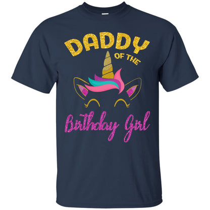 Daddy Mommy Of The Unicorn Birthday Girl T-shirt Navy