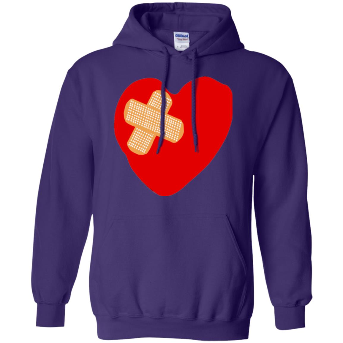 Funny Patched Up Heart Graphic T-shirt Purple