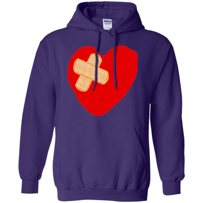 Funny Patched Up Heart Graphic T-shirt Purple