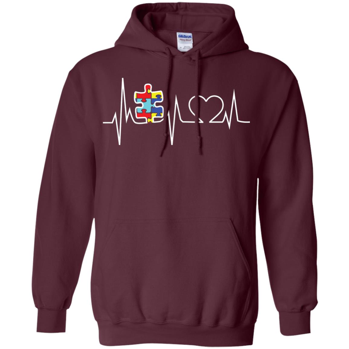 Autism Puzzle Heartbeat Autism Awareness Shirt Maroon