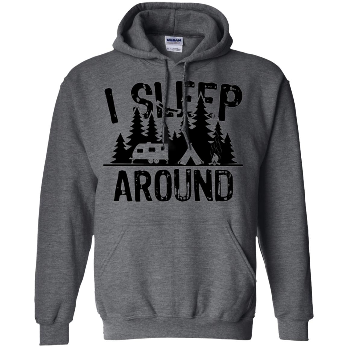 Funny Camping T-shirt I Sleep Around Dark Heather