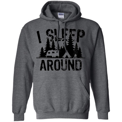 Funny Camping T-shirt I Sleep Around Dark Heather