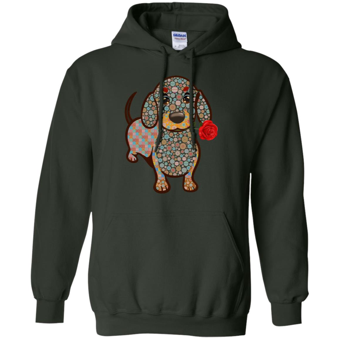 Dachshund Quilts Idea Gift Shirt For Mens Womens Forest Green
