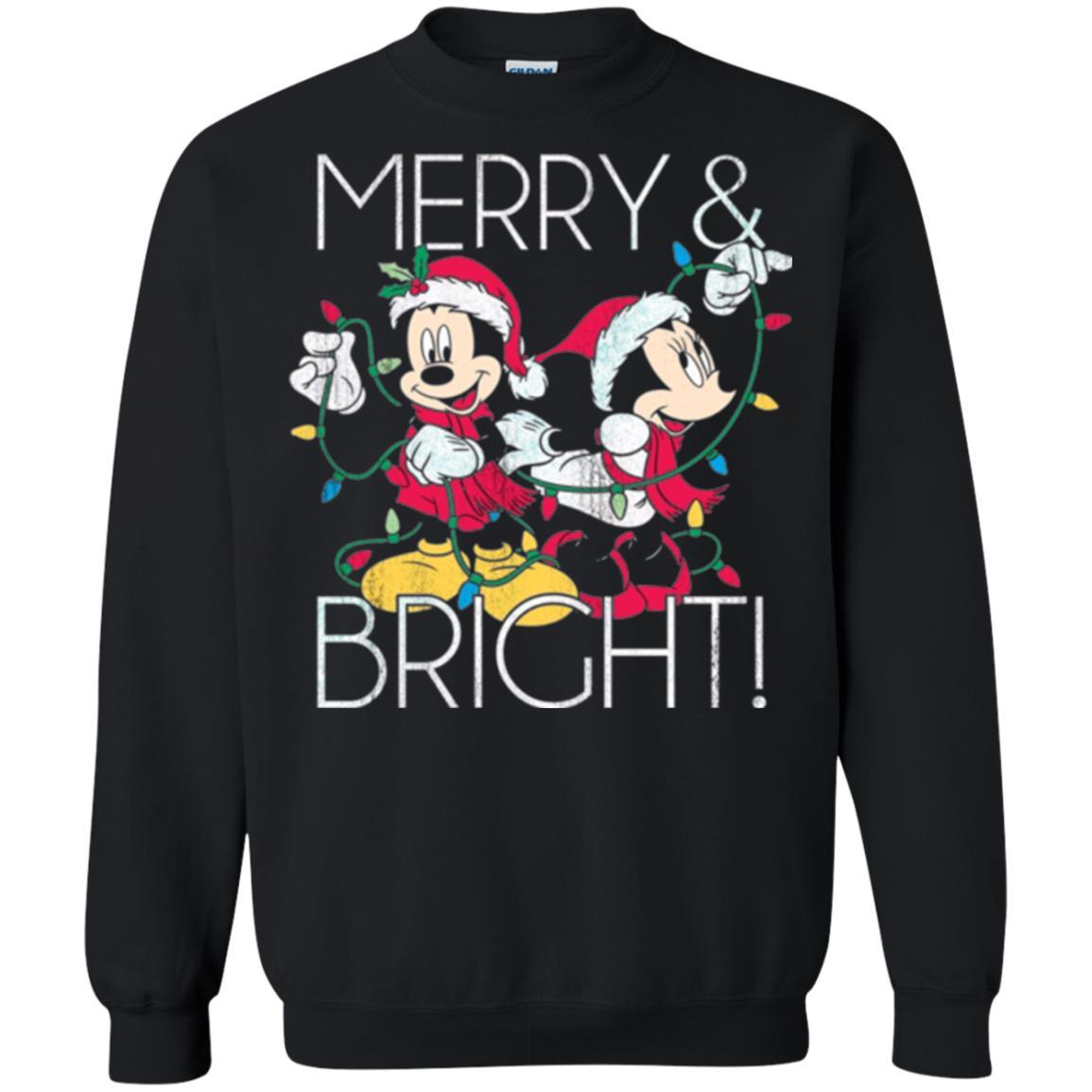 Disney Mickey Mouse T-shirt Merry And Bright Christmas Black