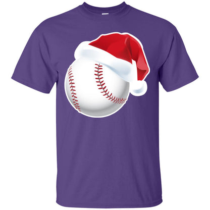 Baseball With Santa Claus Hat X-mas Shirt For Baseball Lovers Purple