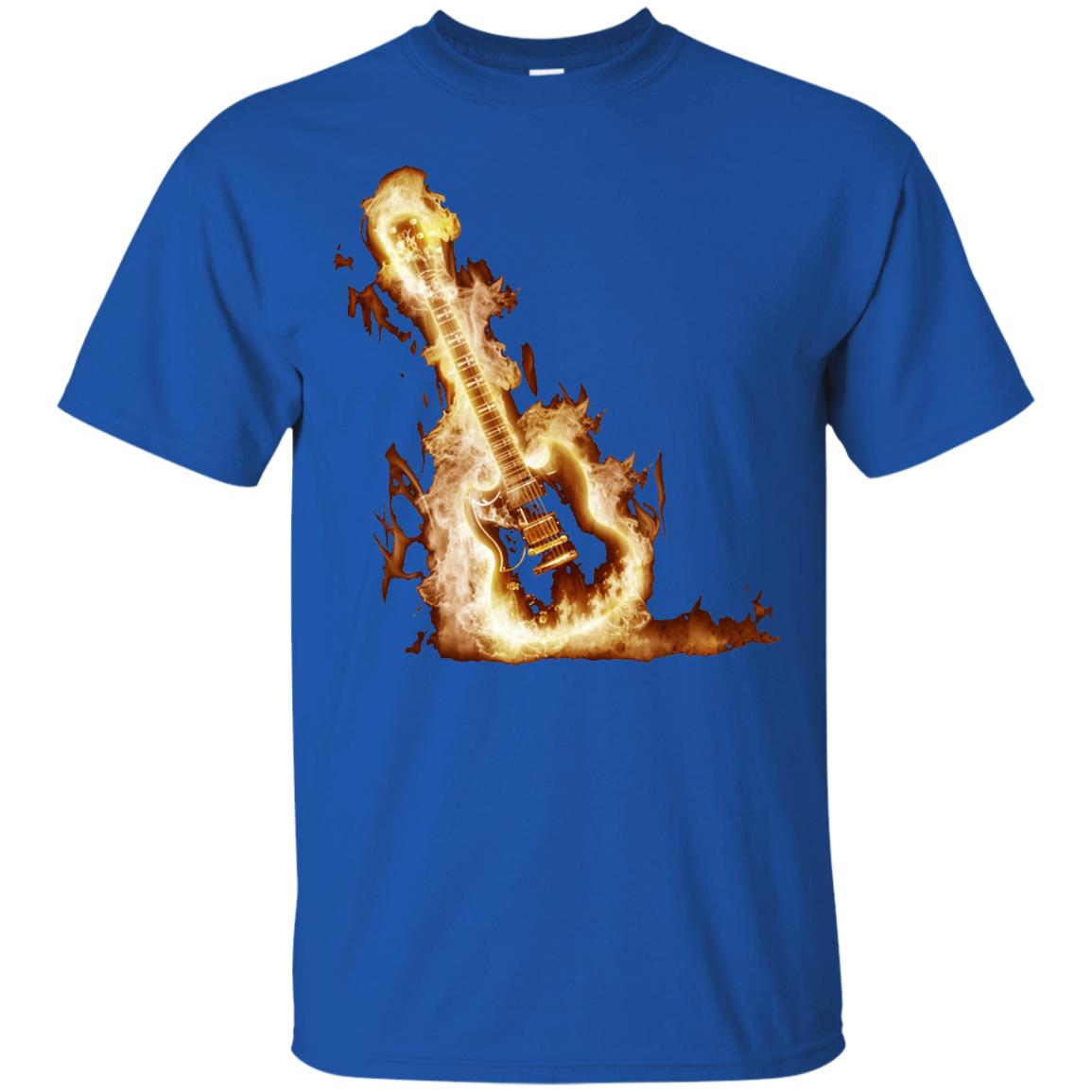 Rock Guitar On Fire T-shirt Royal