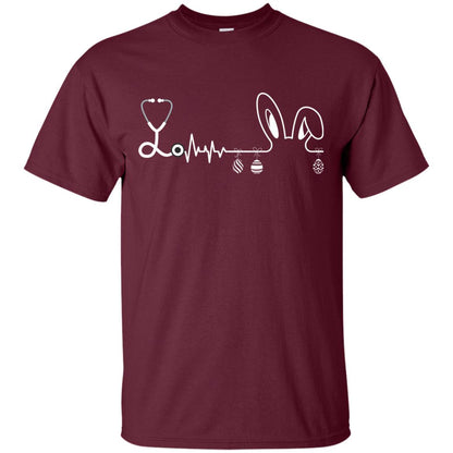 Easter Bunny Nurse Heartbeat T-shirt For Nursing Lover Maroon