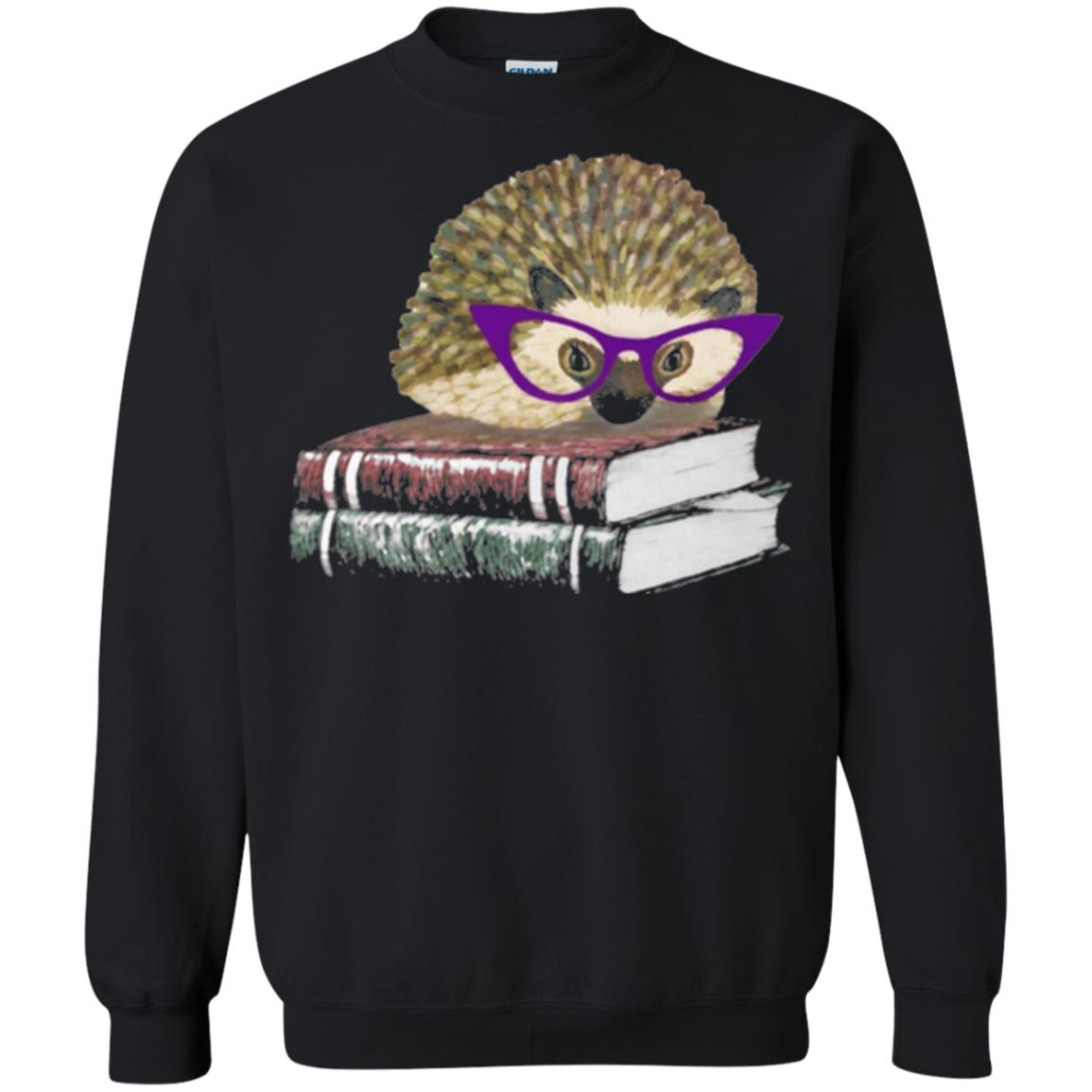 Adorable Hedgehog Book Nerd Gift Shirt Black