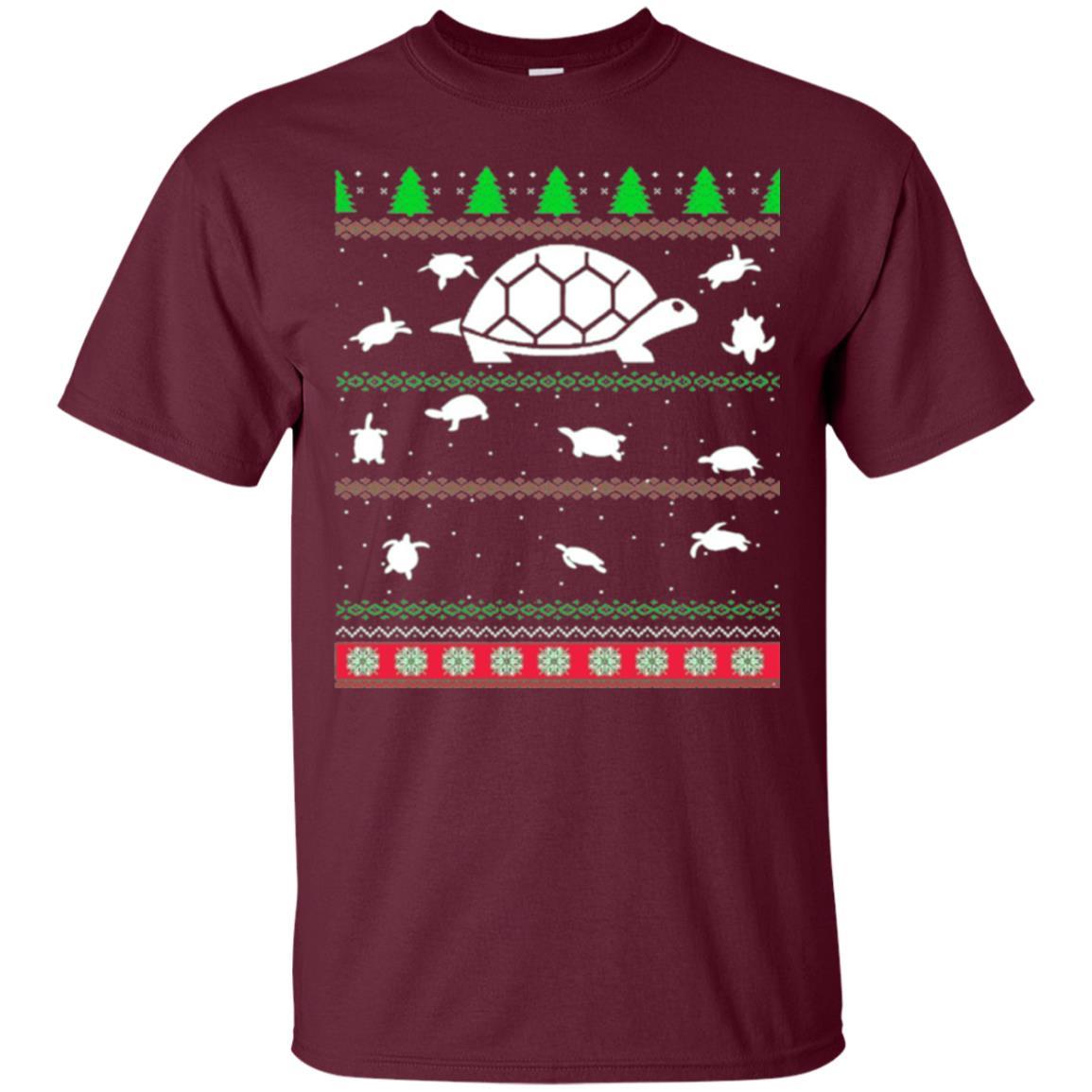 Christmas T-shirt Turtle Lover Merry Christmas Maroon