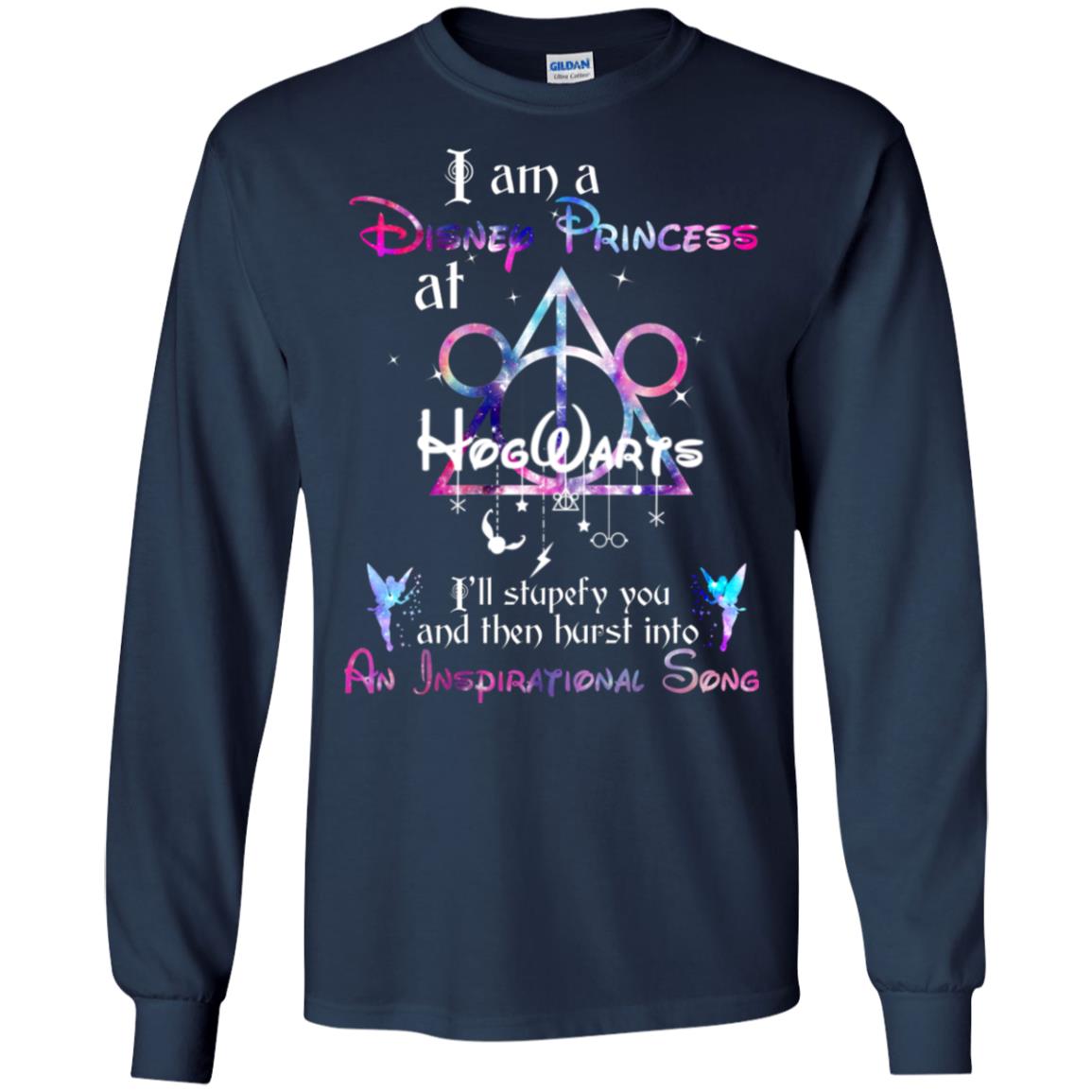 I Am A Disney Pricess At Hogwarts Harry Potter Shirt= G240 Gildan LS Ultra Cotton T-Shirt Navy