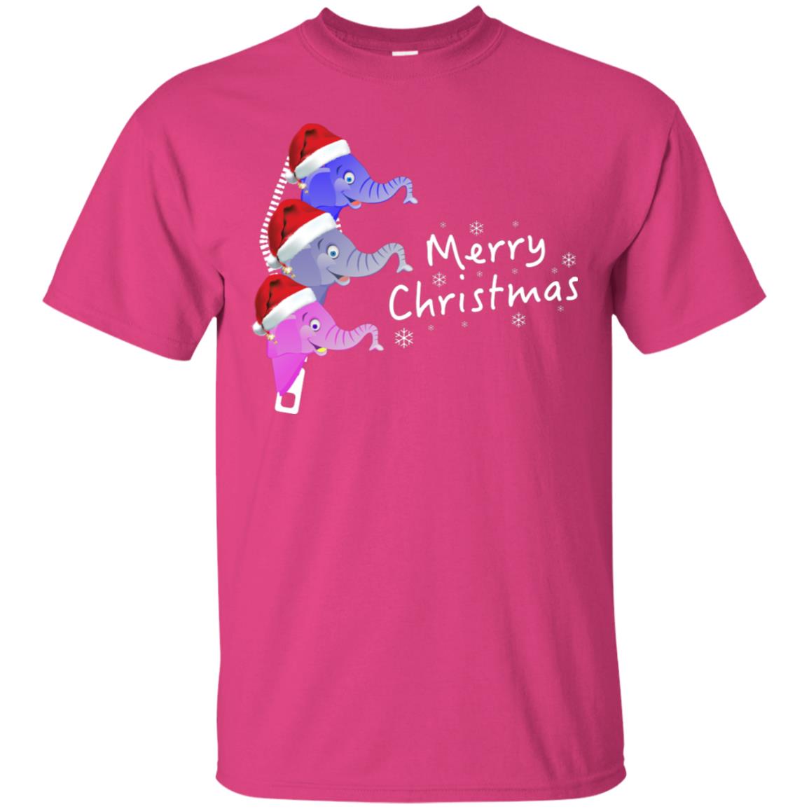 Merry Christmas Elephant With Santa Hat In Pocket Zip X-mas Gift Shirt Heliconia