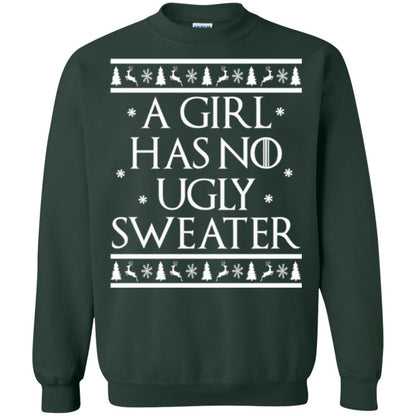 Christmas T-shirt A Girl Has No Ugly Sweater Forest Green