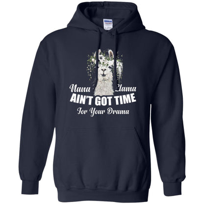 Llama Lover T-shirt Nana Llama Ain’t Got Time For Your Drama Navy