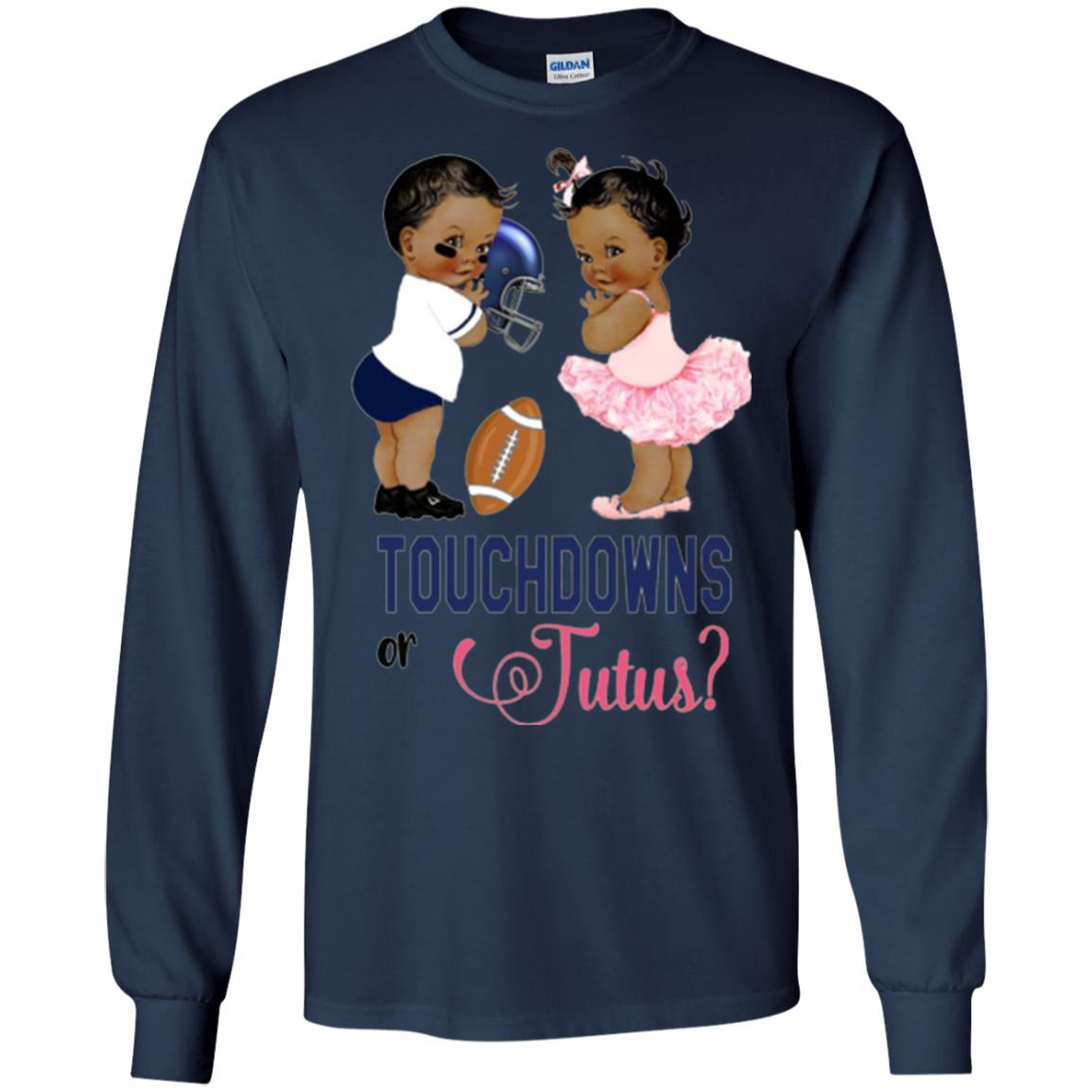 Ethnic Touchdowns Or Tutus Gender Reveal Party Football Lover T-shirt Navy