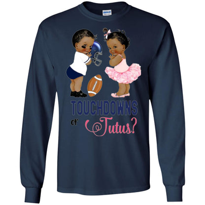 Ethnic Touchdowns Or Tutus Gender Reveal Party Football Lover T-shirt Navy