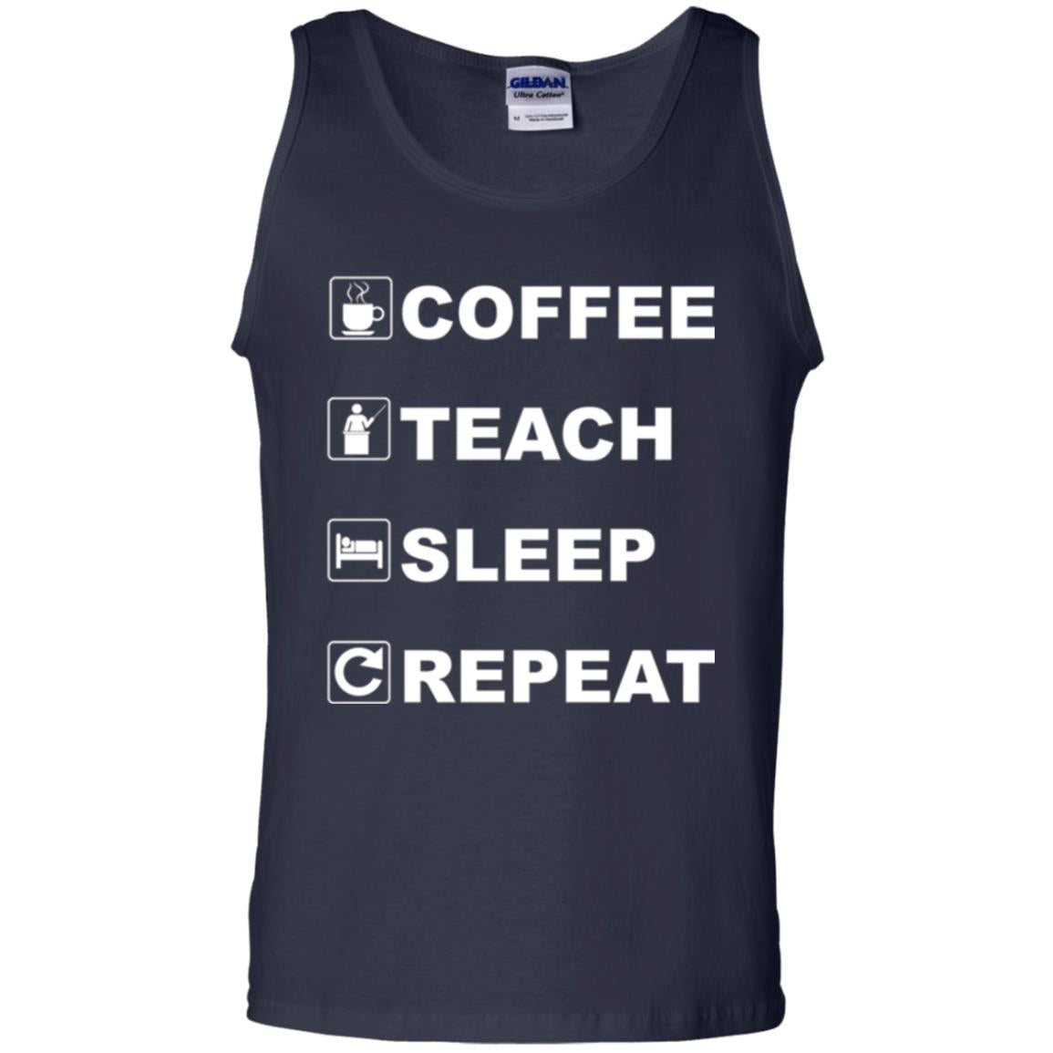 Coffee Teach Sleep Repeat Funny Teacher Gift T-shirt Navy