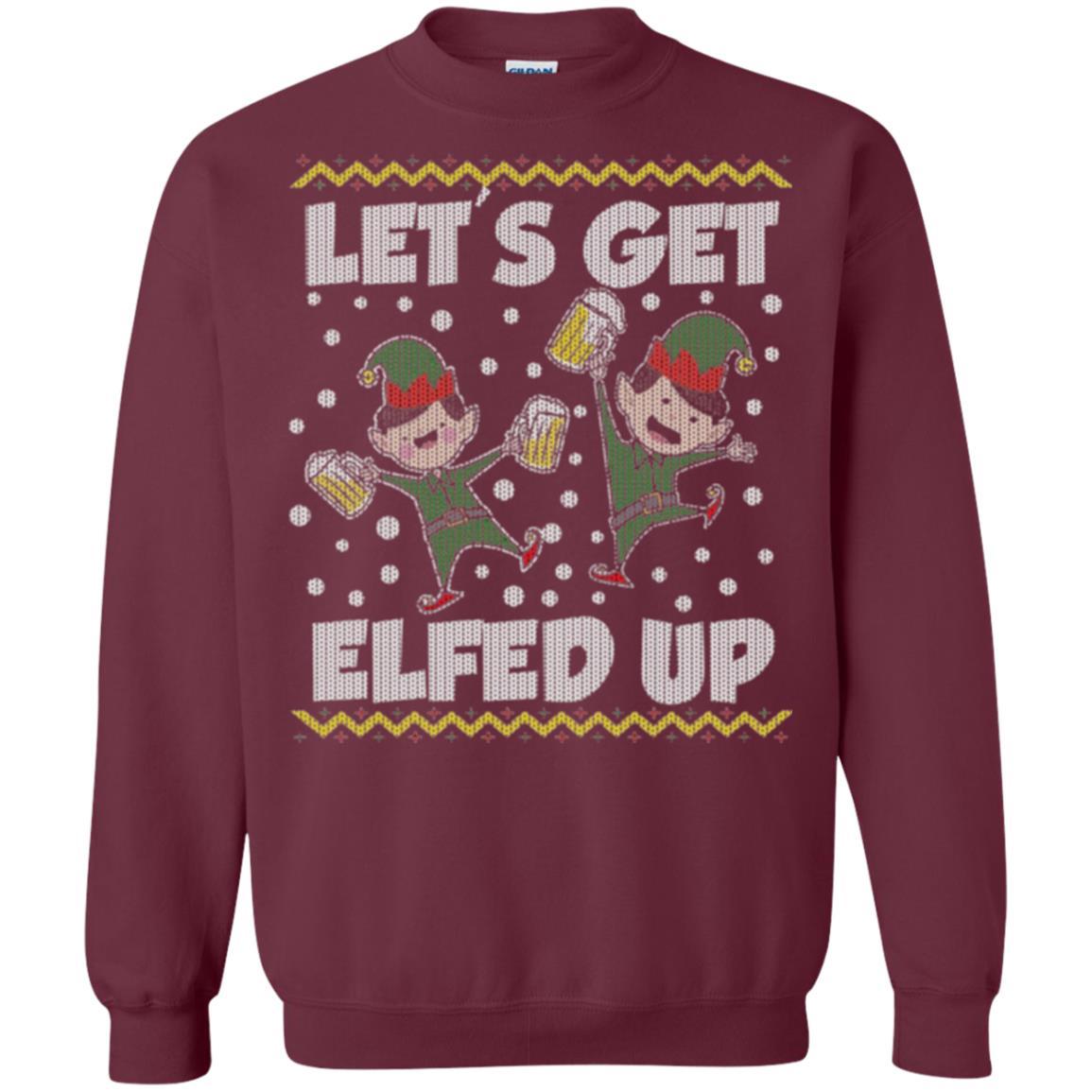 Christmas T-shirt Let's Get Elfed Up Maroon